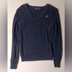 Cable-knit v-neck sweater